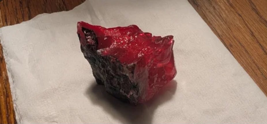1.85 carat ruby gemstone measures 7.6 x 5.9 x 3.8mm originated from the Mogok region of Myanmar